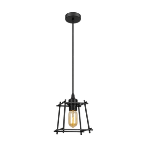 Bare Black Pendant Light on transparent background