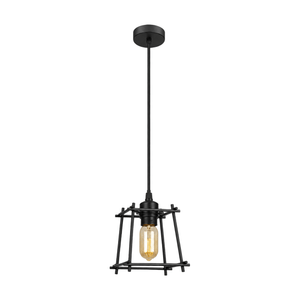 Bare Black Pendant Light on white background