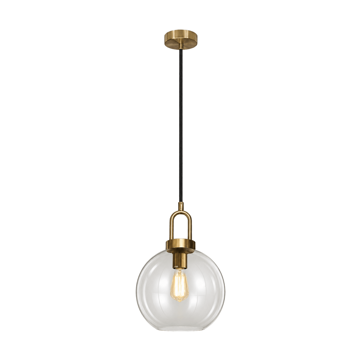 Truffle Antique Brass Pendant Light on transparent background
