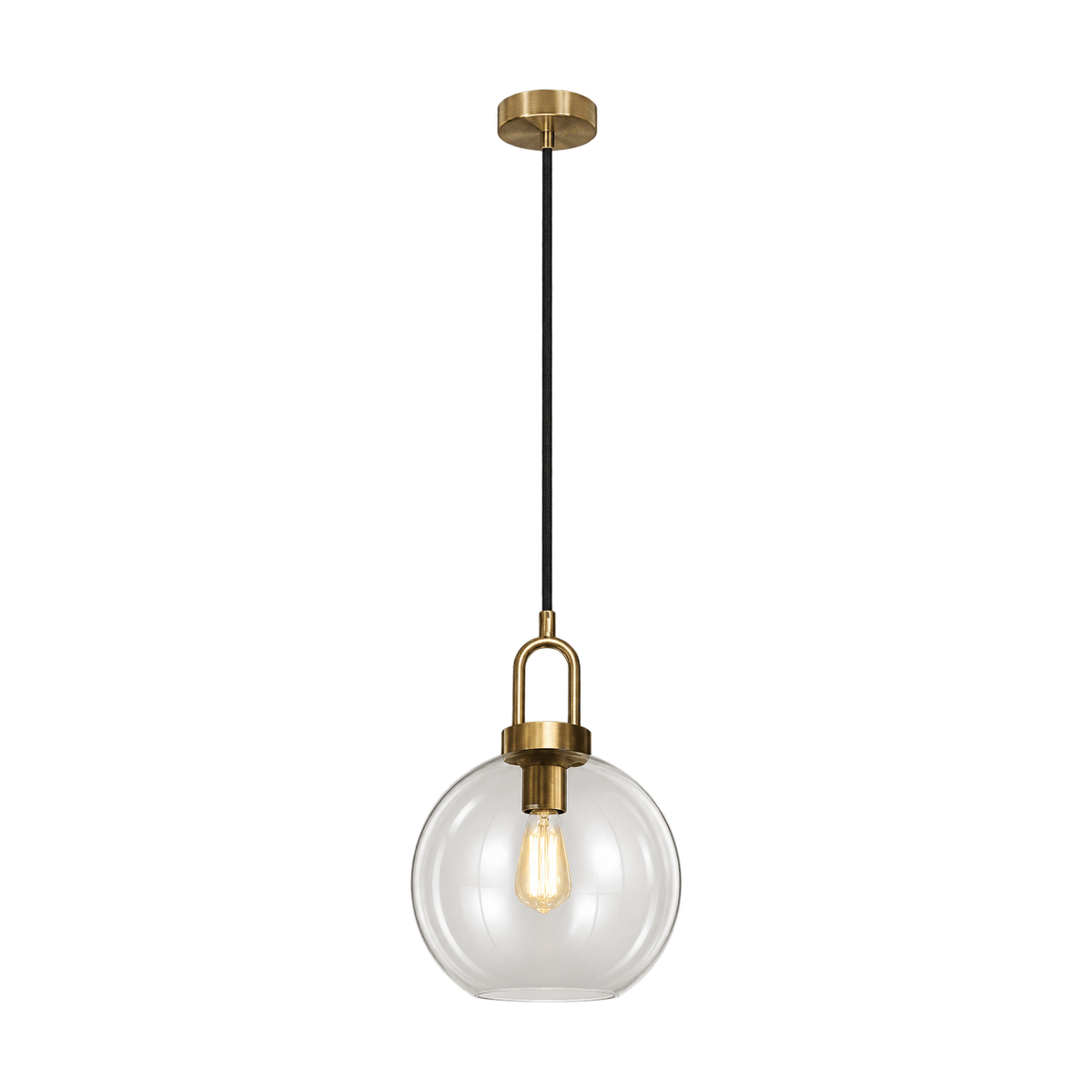 Truffle Antique Brass Pendant Light on white background