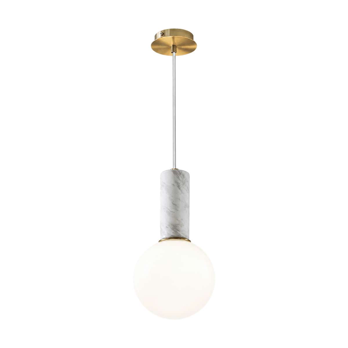 Otto White Marble Pendant Light on a white background