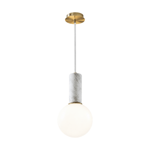 Otto White Marble Pendant Light on a white background