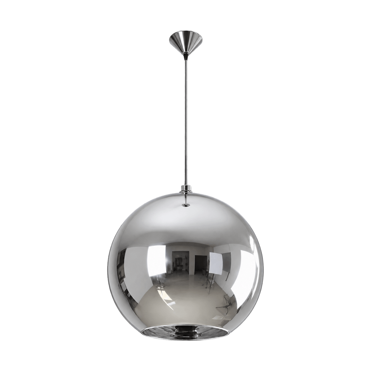 Atlas Large Chrome Pendant Light on a transparent background
