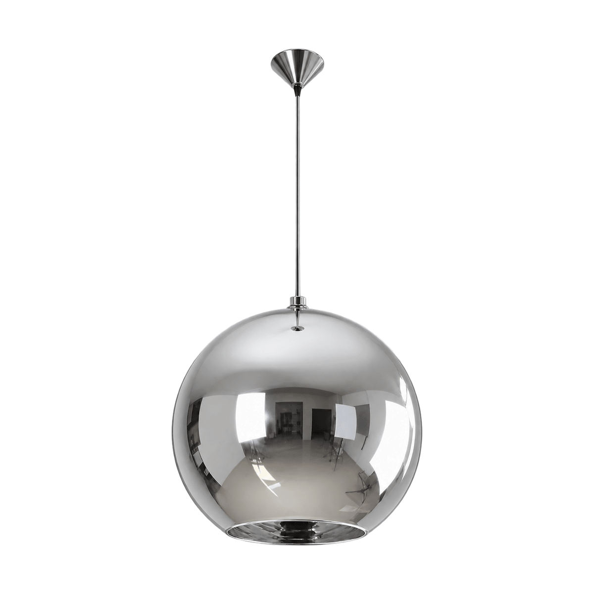 Atlas Large Chrome Pendant Light on a white background