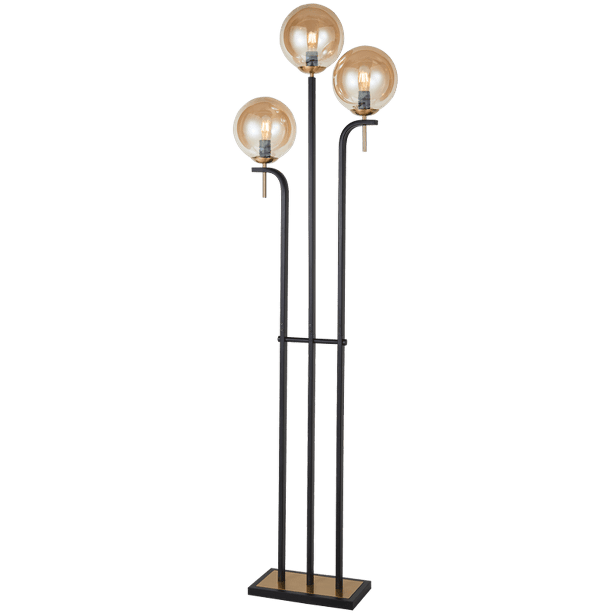 Metal Floor Lamp with Amber Glass — transparent background