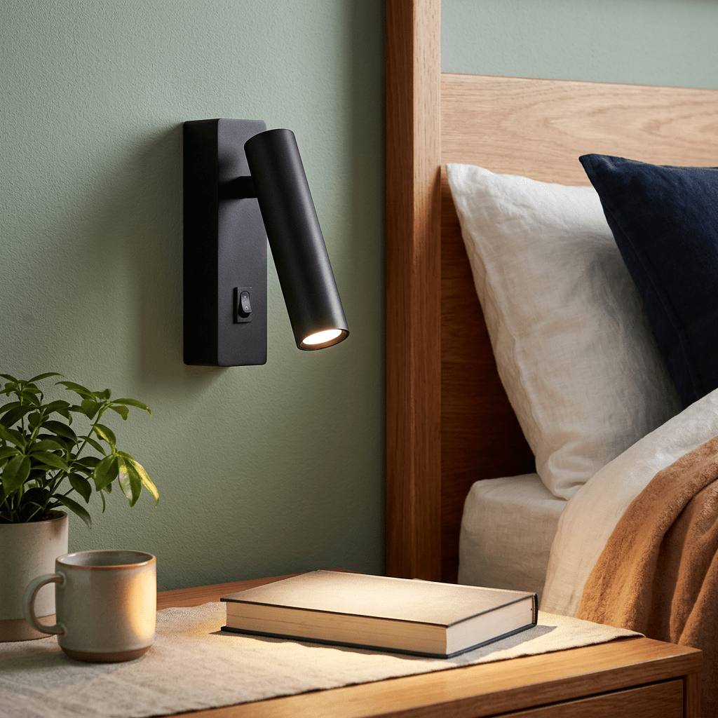 Black 3W COB LED Round-Head Reading Wall Light – 2700K