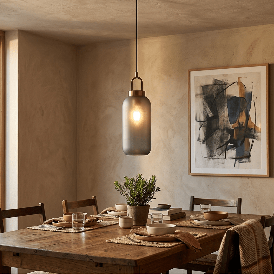 230V 40W Nougat Pendant - Antique Brass and Smoke Grey