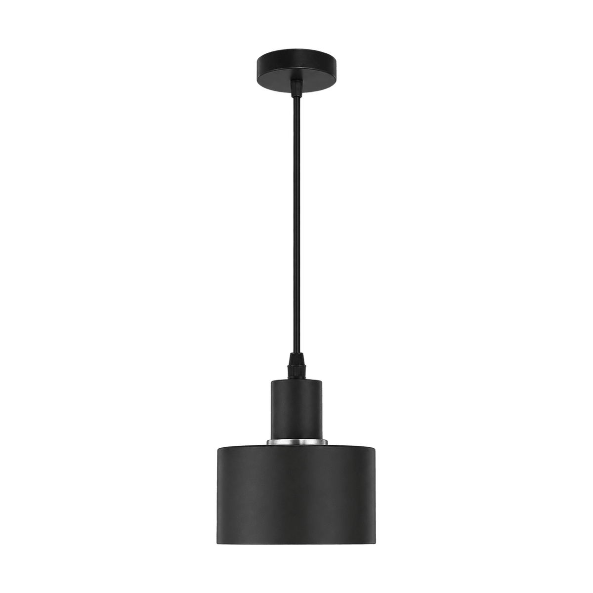 Black Metal Pendant 1 Light on a transparent background