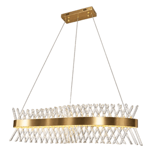 230V 48W LED Wave Golden Oblique Crystal Chandelier — transparent background