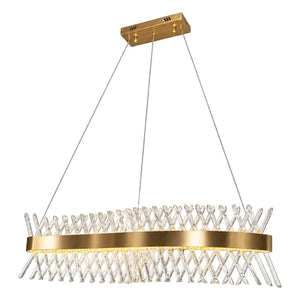 230V 48W LED Wave Golden Oblique Crystal Chandelier — white background