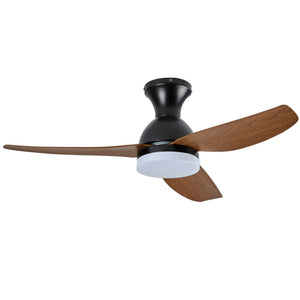 3 Blade Black & Wood Ceiling Fan — white background