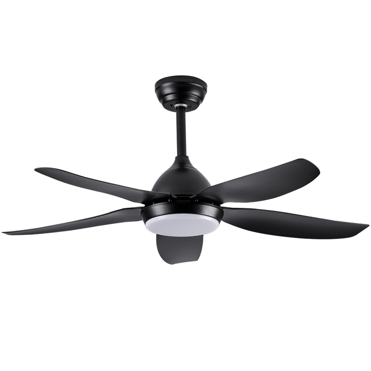 5 Blade Black Ceiling Fan — transparent background