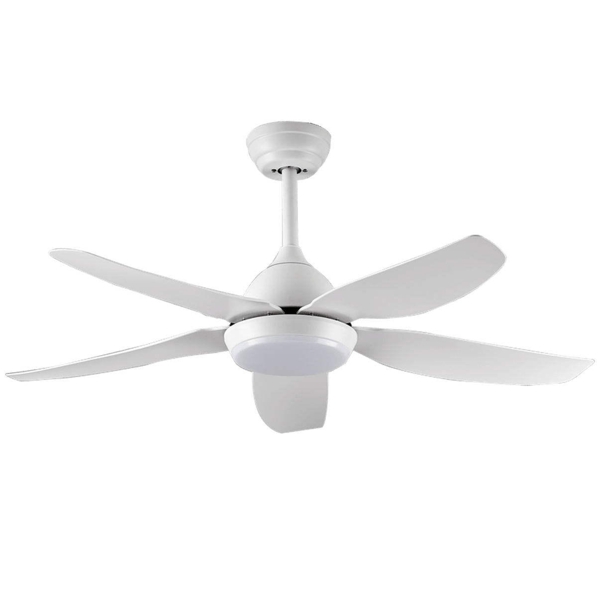 5 Blade White Ceiling Fan — transparent background