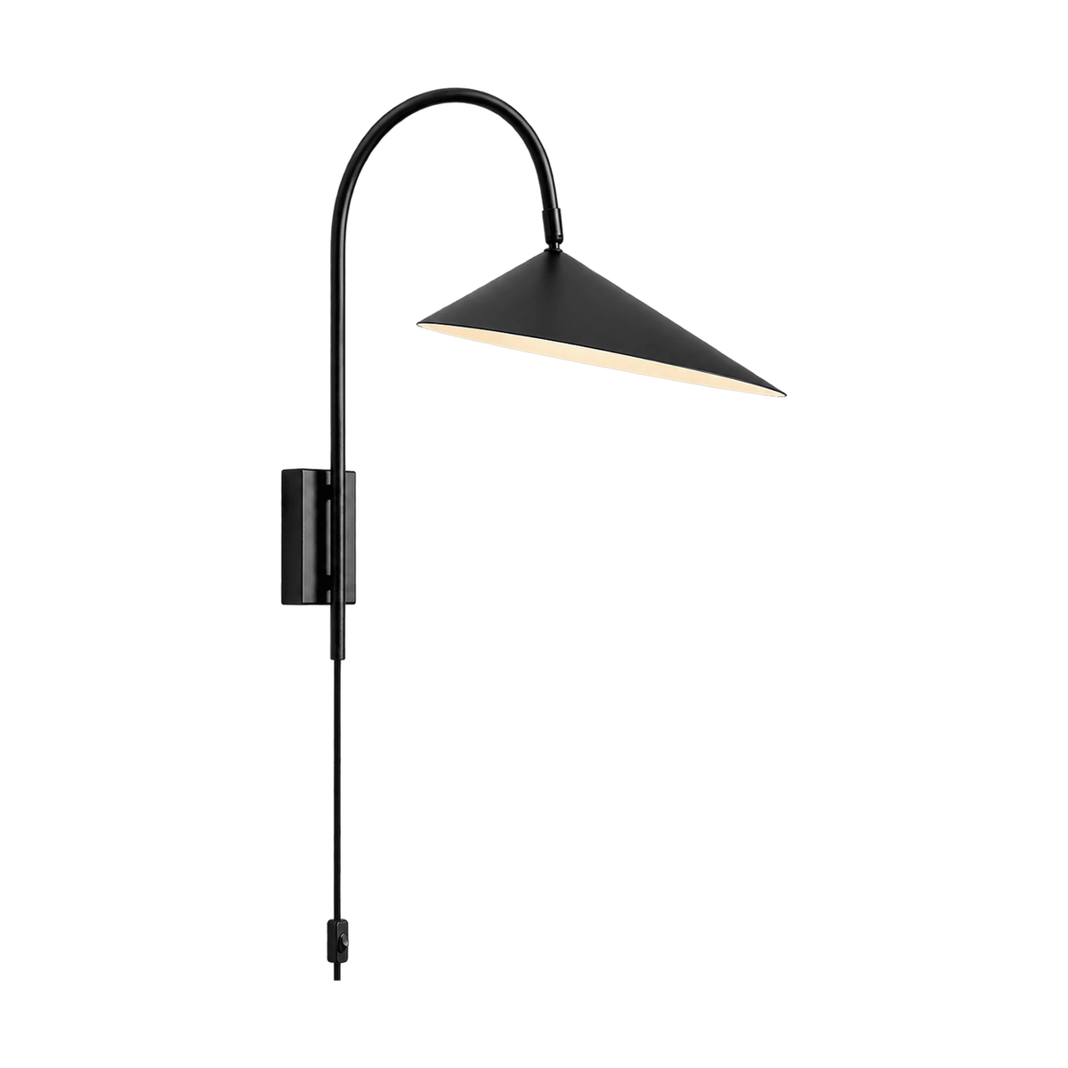 Arum Black Corded Wall Light on a transparent background
