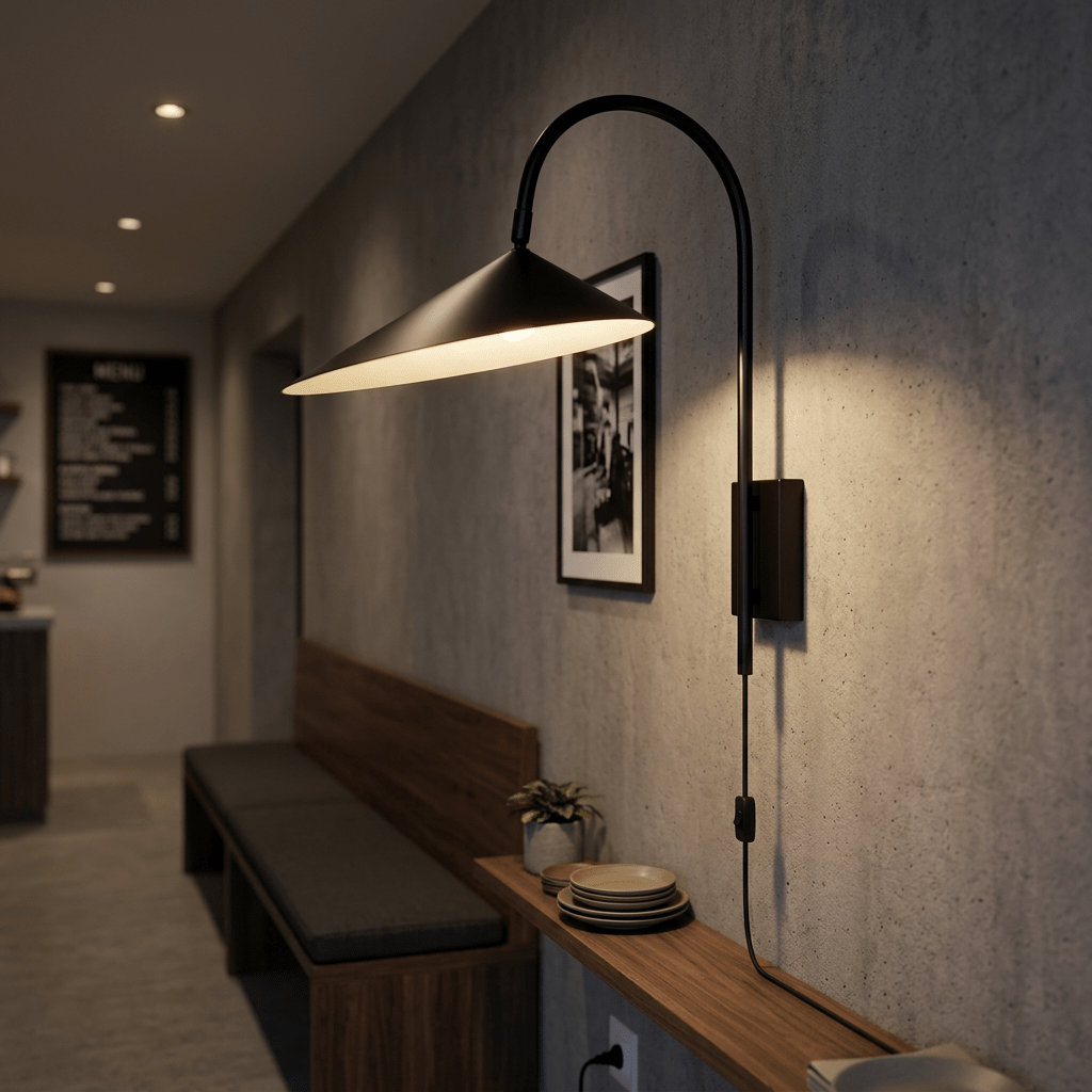 Arum Black Corded Wall Light