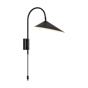 Arum Black Corded Wall Light on a white background