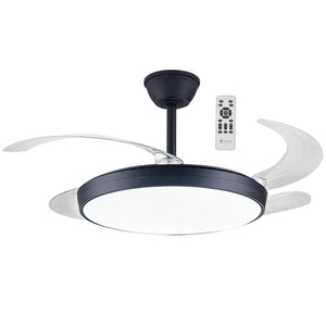 Black Retractable LED Ceiling Fan — white background