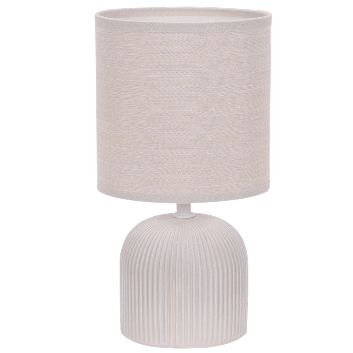 Beige Ribbed Ceramic Table Lamp — transparent background