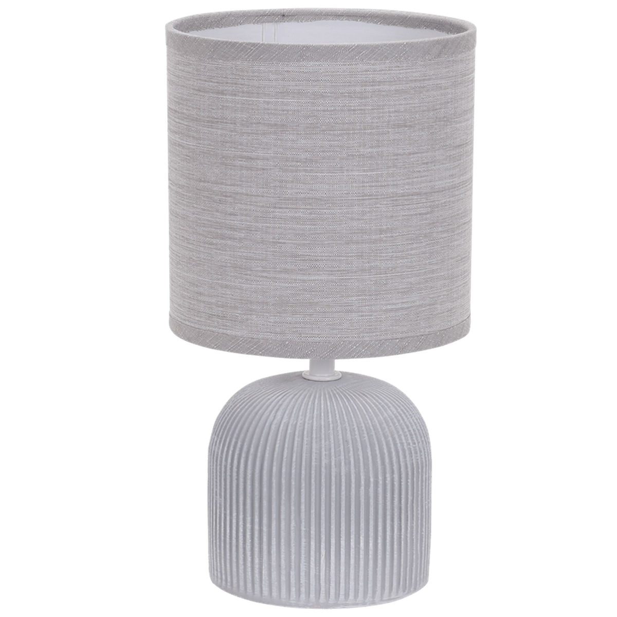 Grey Ribbed Ceramic Table Lamp — transparent background