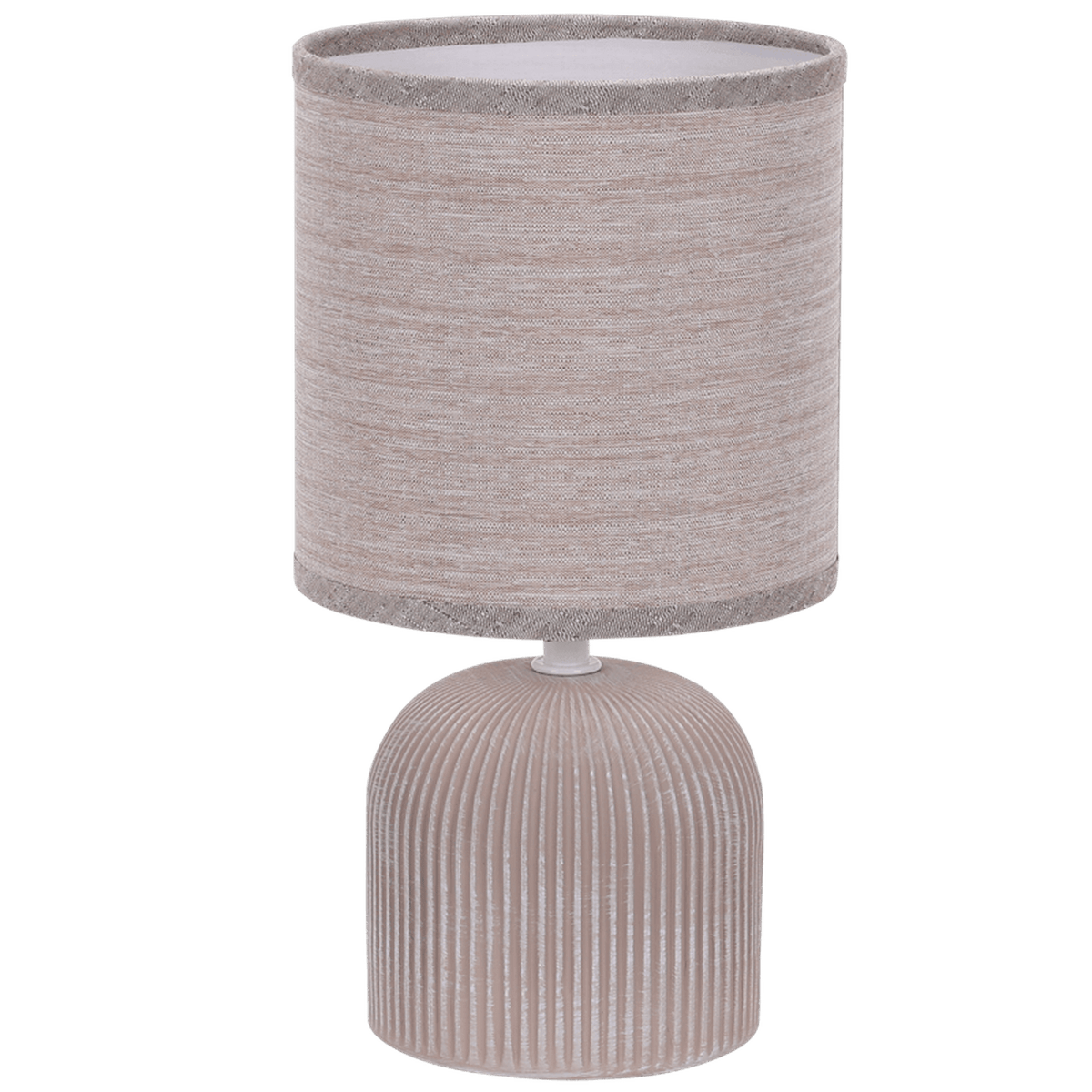 Brown Ribbed Ceramic Table Lamp — transparent background