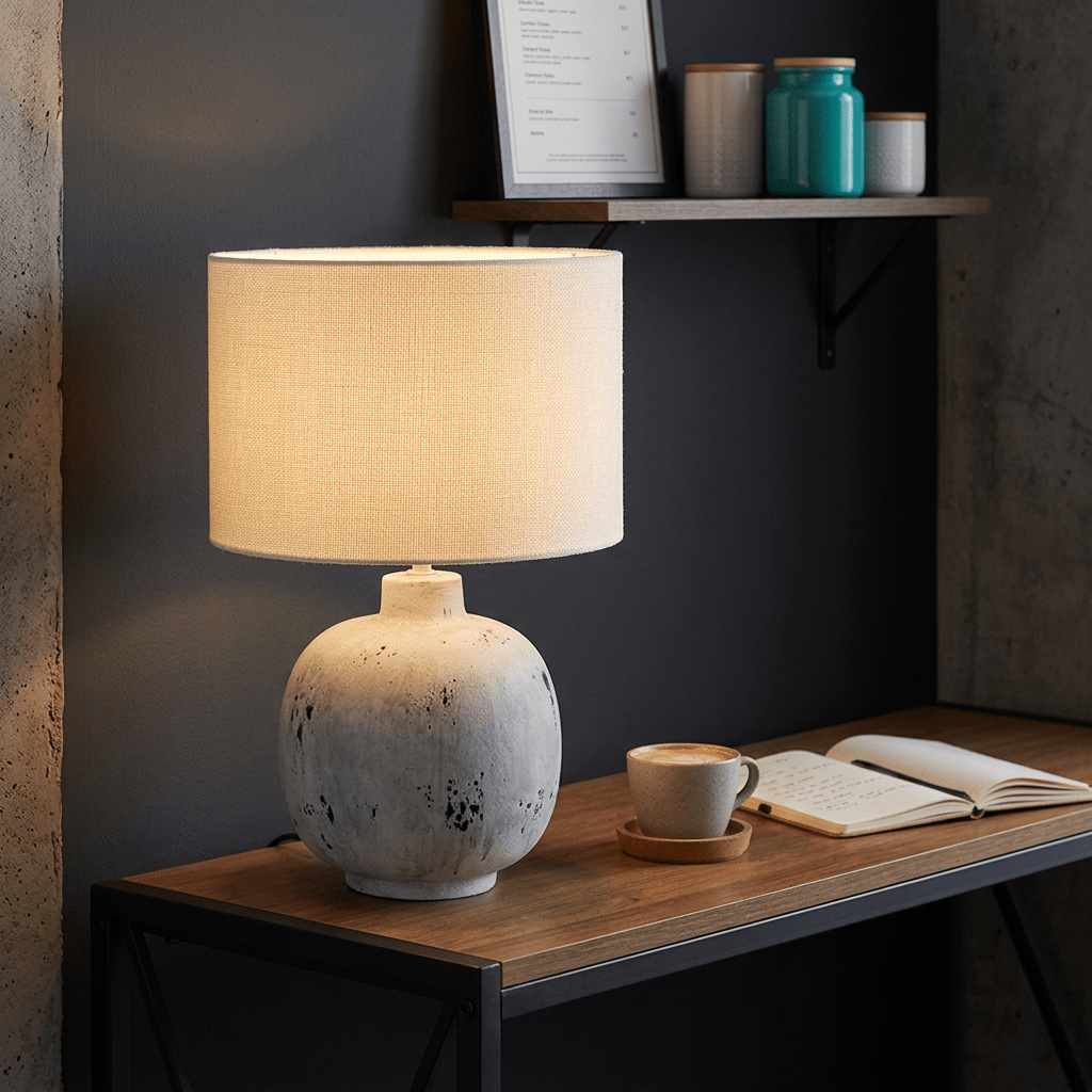 Grey Stone Large Ceramic Table Lamp