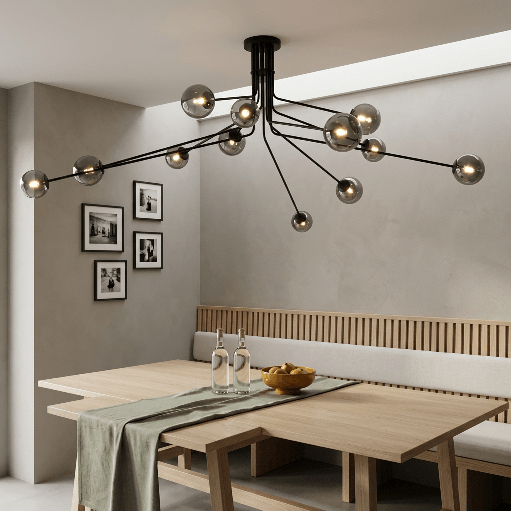 Woza 12 Light Black & Smoke Chandelier