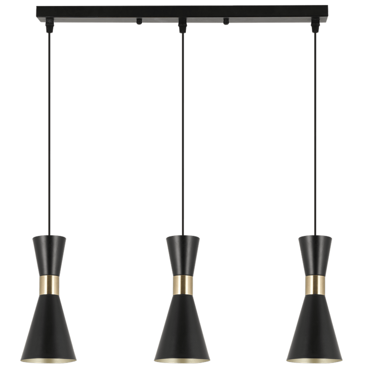 Carrington 3 Light Black & Gold Pendant Light — transparent background