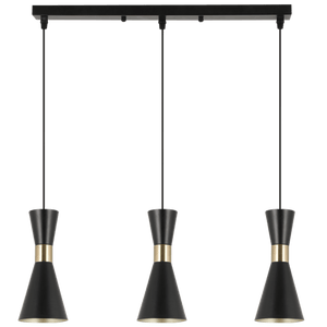 Carrington 3 Light Black & Gold Pendant Light — transparent background