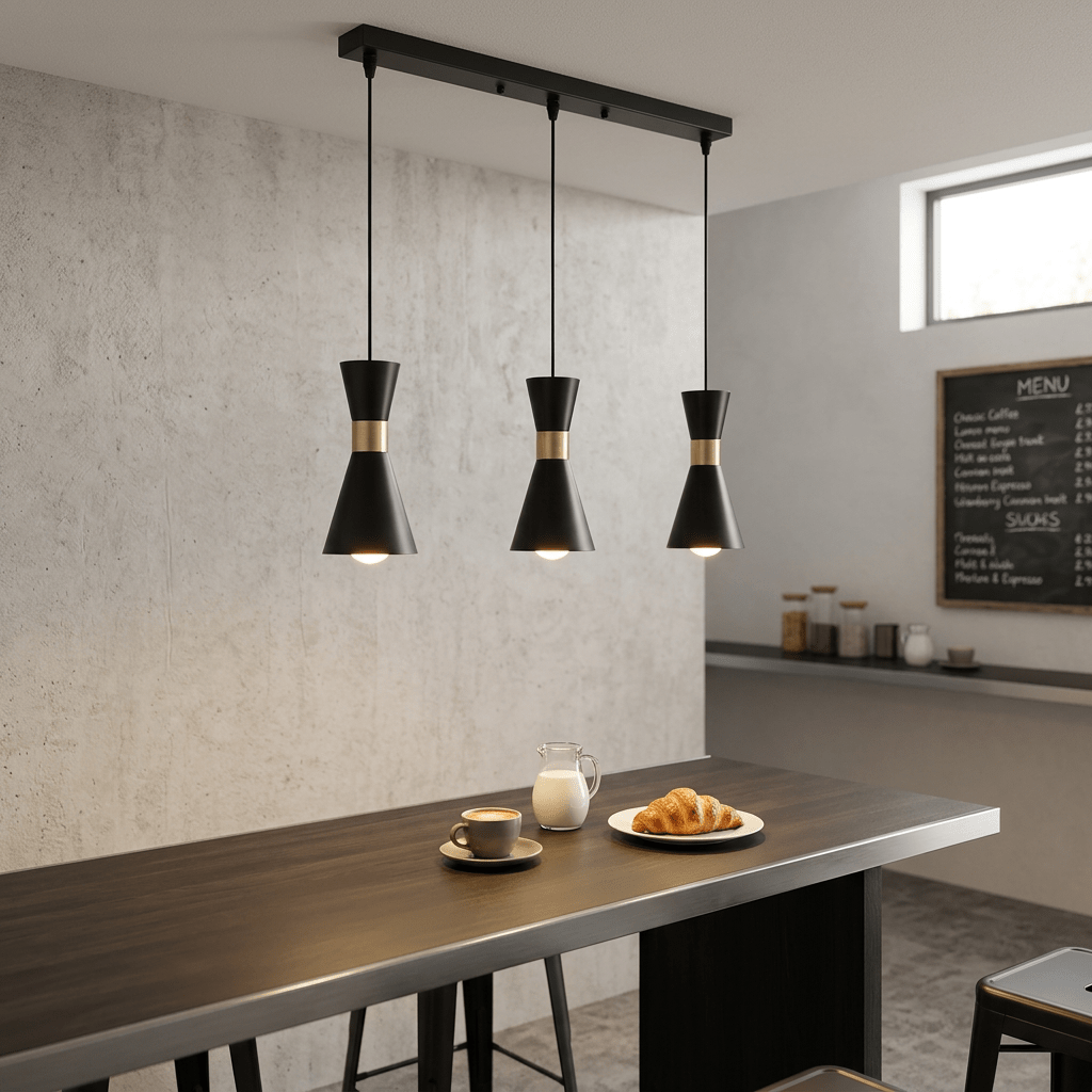 Carrington 3 Light Black & Gold Pendant Light