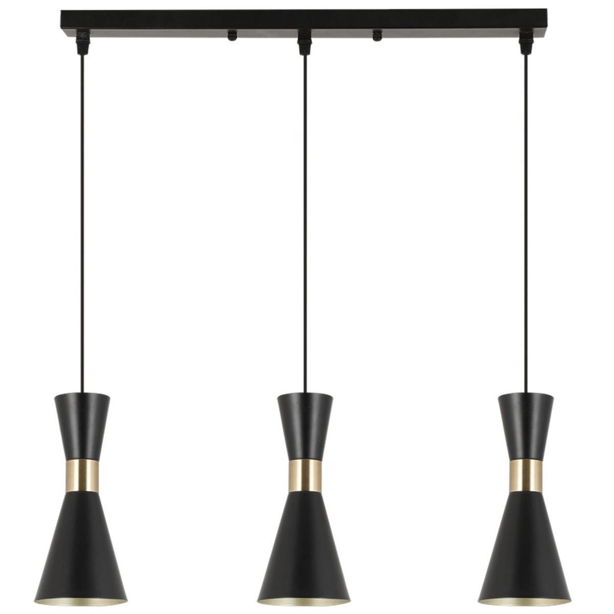 Carrington 3 Light Black & Gold Pendant Light — white background