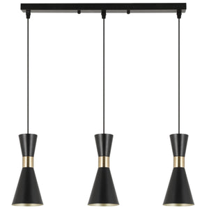 Carrington 3 Light Black & Gold Pendant Light — white background