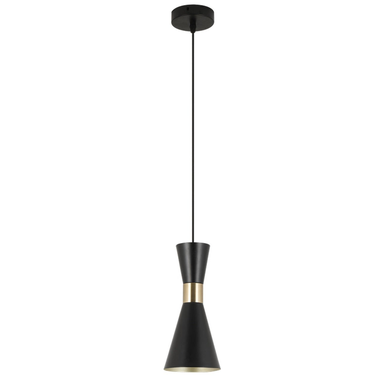 Carrington 1 Light Black & Gold Pendant Light — white background