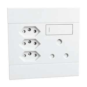 Veti 2 - White 3 x New RSA, 1 x 16A Socket - Switched on a transparent background