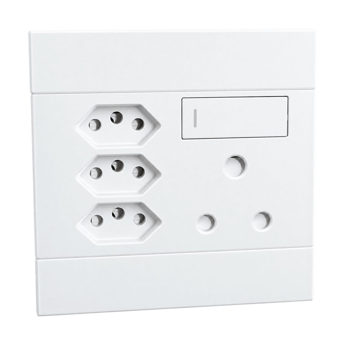 Veti 2 - White 3 x New RSA, 1 x 16A Socket - Switched on a white background