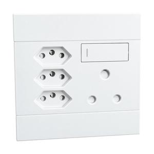 Veti 2 - White 3 x New RSA, 1 x 16A Socket - Switched on a white background