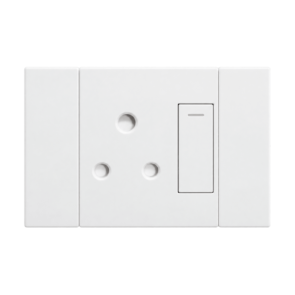 Veti 2 - White Horizontal 1 x 16A Socket - Switched on a transparent background