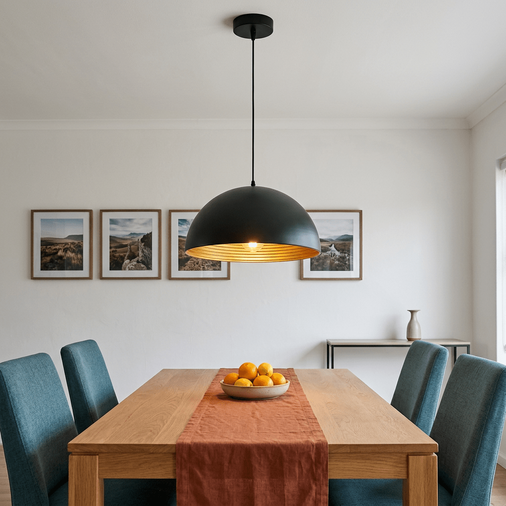 Vogue Black & Gold Dome Pendant Light