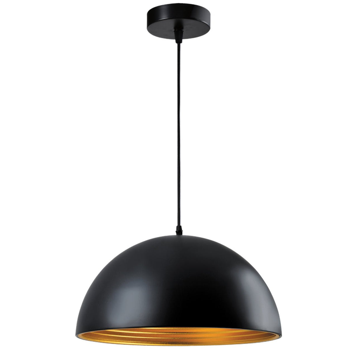 Vogue Black & Gold Dome Pendant Light — white background