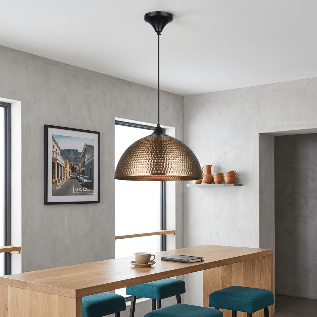 Aeris Hammered Brass Pendant Light