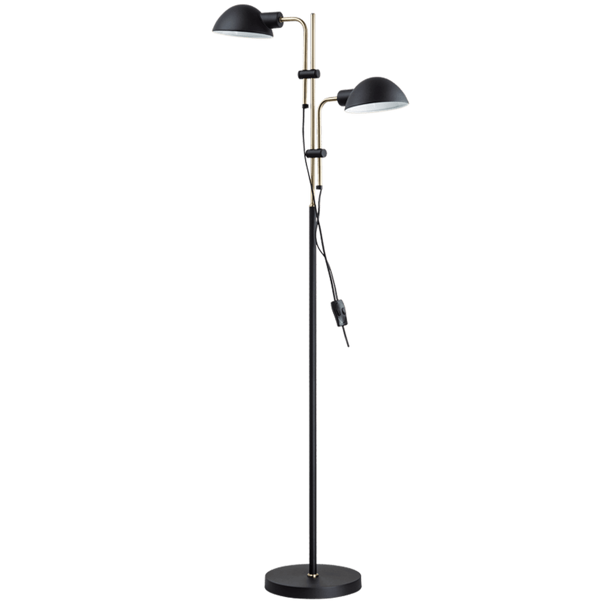 Keller Dual Head Black & Brass Floor Lamp — transparent background