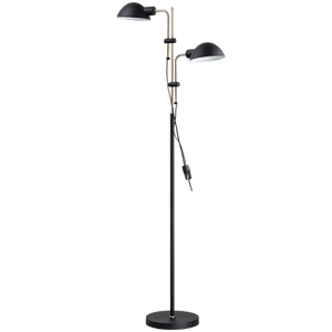 Keller Dual Head Black & Brass Floor Lamp — transparent background