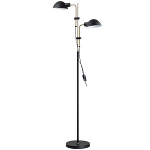 Keller Dual Head Black & Brass Floor Lamp — white background