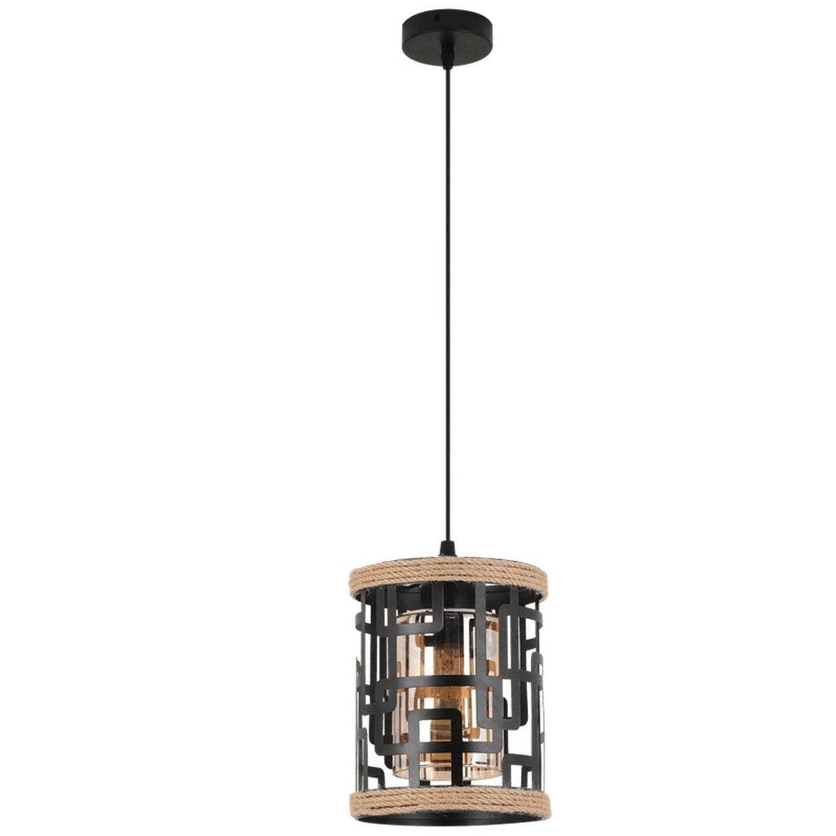 Zambe Metal & Rope Pendant Light — white background