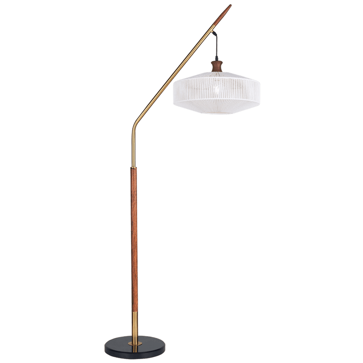 Thurman Gold, Wood & Hemp Floor Lamp — transparent background