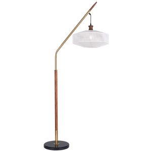 Thurman Gold, Wood & Hemp Floor Lamp — transparent background