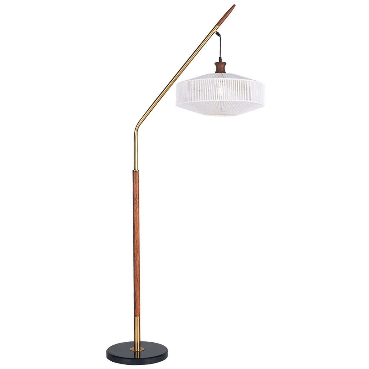 Thurman Gold, Wood & Hemp Floor Lamp — white background