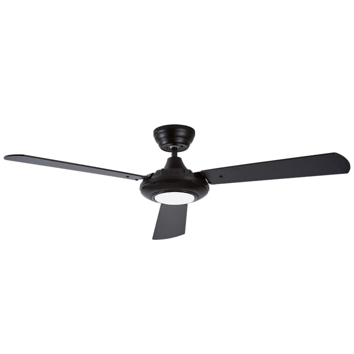 3 Blade LED Ceiling Fan - Black & Brown Reversible Blades — transparent background