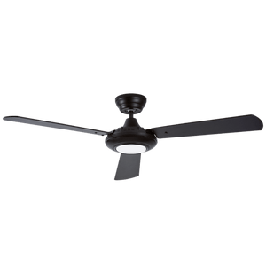 3 Blade LED Ceiling Fan - Black & Brown Reversible Blades — transparent background