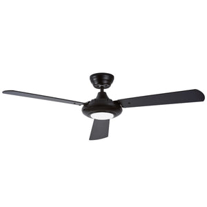 3 Blade LED Ceiling Fan - Black & Brown Reversible Blades — white background