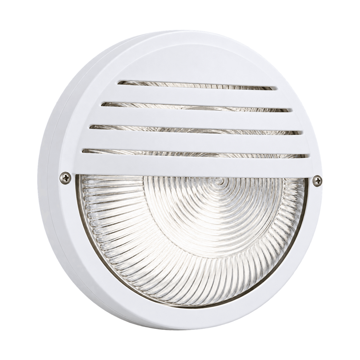 PVC Bulkhead with Clear Glass Round with Grid on a white background